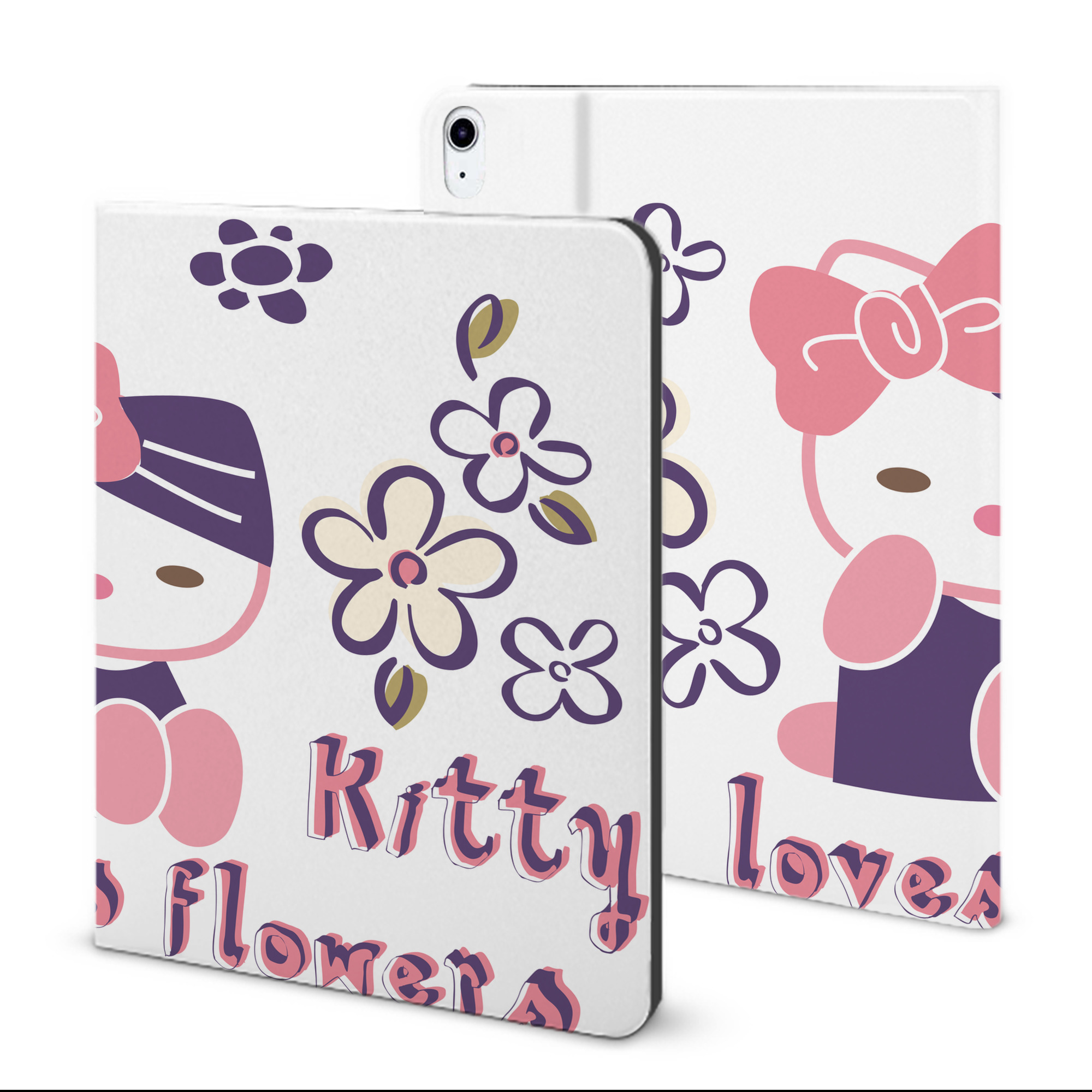 （画像用） Hello Kitty ハローキティ IPad ケース ブック型 PUレザー TPU 耐衝撃 軽量 薄型 ペン収納なし 全面保護 IPad 各モデル対応
